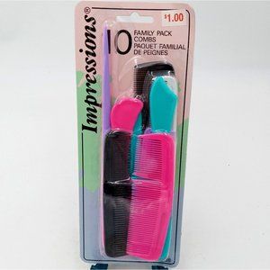 Vintage Impressions Hair Combs 1994 NOS New Old Stock 10 Pack Pink Turquoise